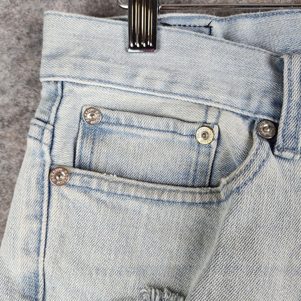 PacSun Skinny Denim Shorts Mens 30‎ Light Blue Distressed Raw Hem 170SP179000PC - Picture 9 of 16